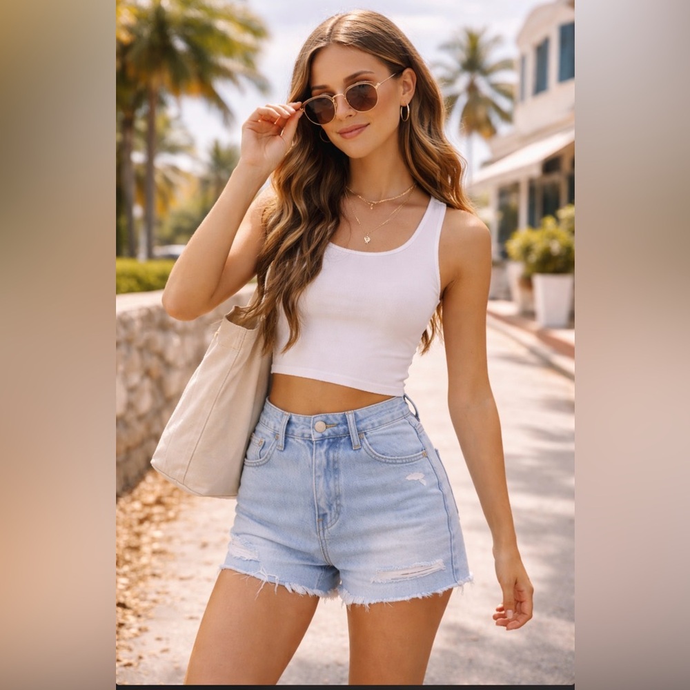 Pistola High-Rise Distressed‎ Denim Shorts – Size 28